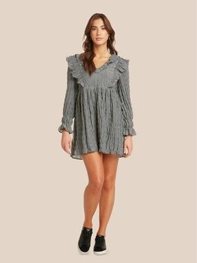 Moon River for Anthropologie long sleeve ruffle mini dress